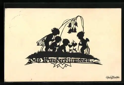 Künstler-AK Georg Plischke: Elfen bewundern ein Wunderblümchen