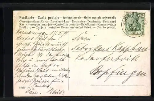 Künstler-AK Alfred Schönian: röhrender Hirsch am Fluss