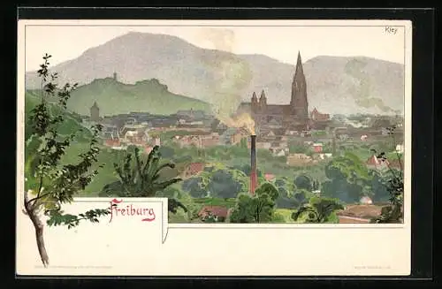 Künstler-AK Heinrich Kley: Freiburg / Breisgau, Ortsansicht