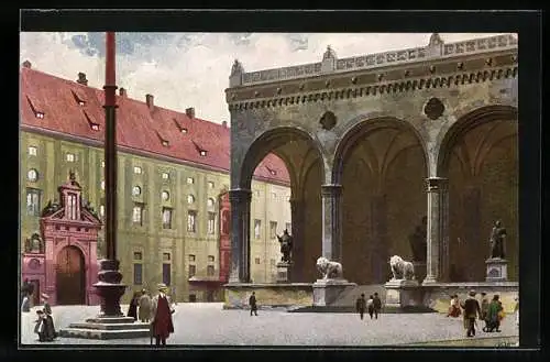 Künstler-AK München, Feldherrnhalle