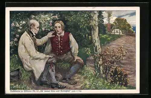 Künstler-AK Hans Baluschek: Vater gibt seinem Sohn Rat