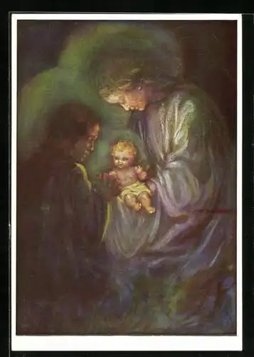 Künstler-AK Maria Spötl: Heilige Nacht, Maria und Josef mit Christkind