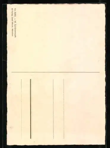 Künstler-AK Schönermark: Enzian in Blüte auf einem Berg