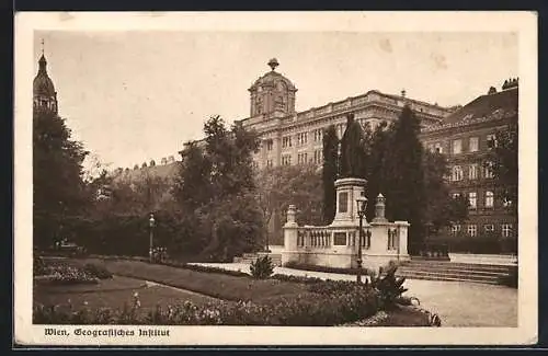 AK Wien, Geografisches Institut mit Denkmal