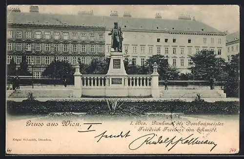 AK Wien, Denkmal des Dombaumeister Friedrich Freiherr von Schmidt