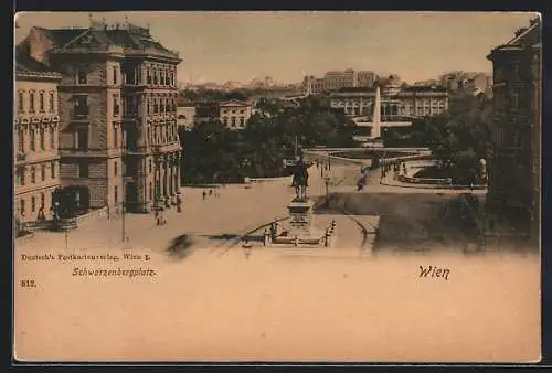 AK Wien, Schwarzenbergplatz mit Denkmal