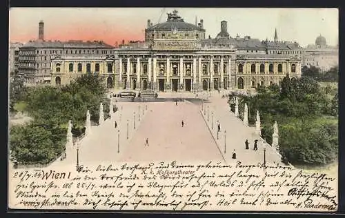 AK Wien, Strassenbahn vor dem K. k. Hofburgtheater