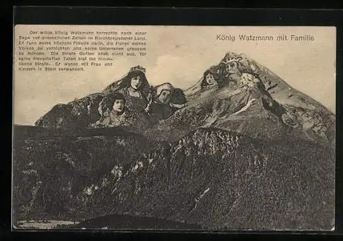 AK König Watzmann mit Familie, Berg mit Gesicht / Berggesichter