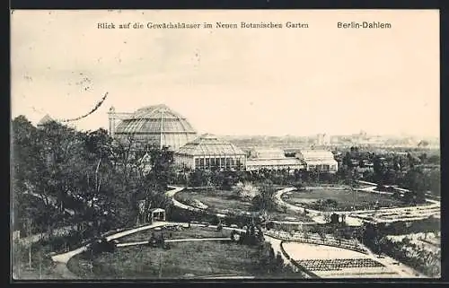 AK Berlin-Dahlem, Blick auf die Gewächshäuser im Neuen Botanischen Garten