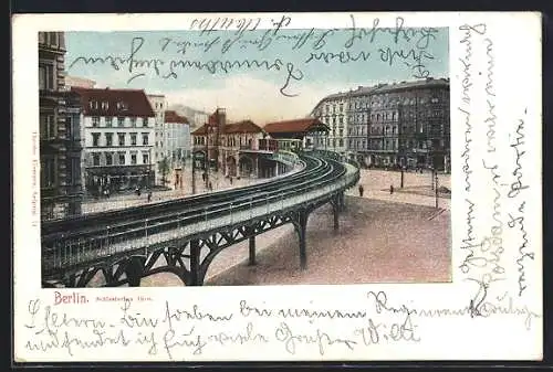 AK Berlin-Kreuzberg, U-Bahnhof Schlesisches Tor mit Zug