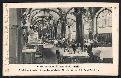 AK Berlin, Innenansicht vom Pschorrbräu, Friedrichstrasse 165