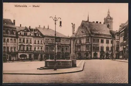 AK Mittweida, Garten-Restaurant Burgkeller am Markt