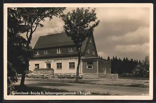 AK Johanngeorgenstadt i. Erzgeb., Pension Grenzland-Baude, Bes. Rudolf Lindner