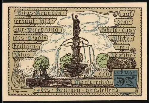 Notgeld Vacha, 1921, 75 Pfennig, Vitusbrunnen und Wappen der Stadt Vacha