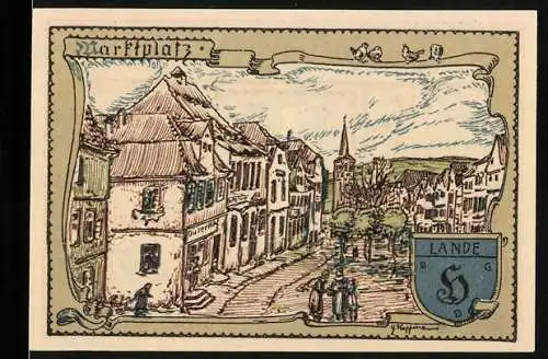 Notgeld Vacha, 1921, 75 Pfennig, Marktplatz und Stadtwappen mit Heiliger