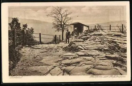 Notgeld Thale am Harz 1921, 50 Pfennig, Gebirgskurort Thale am Harz, Plattform der Rosstrappe