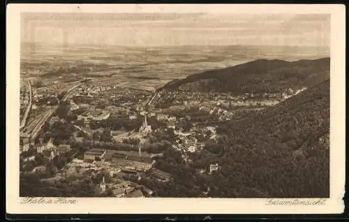 Notgeld Thale am Harz, 1921, 50 Pfennig, Gesamtansicht mit Gebirgskurort und Wappen von Thale