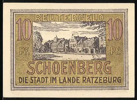 Notgeld Schönberg, 1922, 10 Pfennig, Reutergeld, Die Stadt im Lande Ratzeburg, Gültig bis 31. Mai 1922