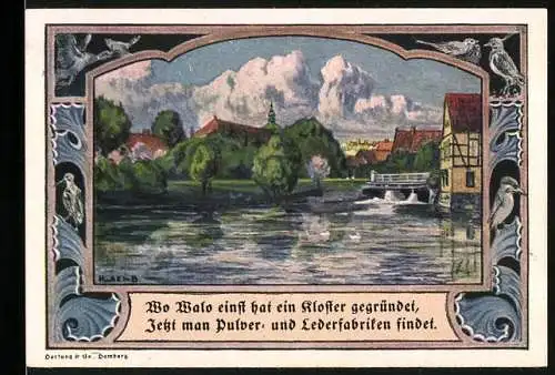 Notgeld Walsrode, 1922, 1 Mark, Erholungsheim Walsrode mit Klosterlandschaft und Fabrikansicht