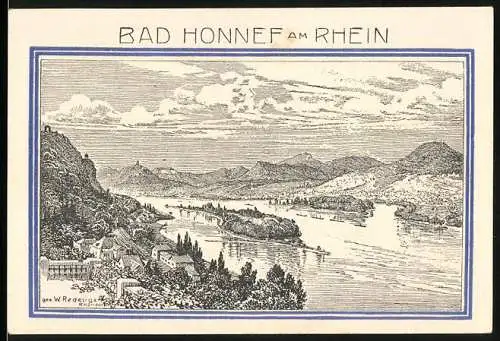 Notgeld Bad Honnef am Rhein, 1921, 25 Pfennig, Blick auf Landschaft und Ruine Drachenfels