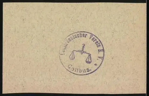 Notgeld Cottbus 1921, 50 Pf, Gutschein des Kaufmännischen Vereins E.V. mit Vereinsstempel, gültig bis April 1922