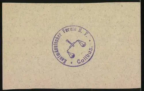 Notgeld Cottbus 1921, 75 Pf, Kaufmännischer Verein E. V., Reihe B, gültig bis April 1922, mit Vereinsstempel