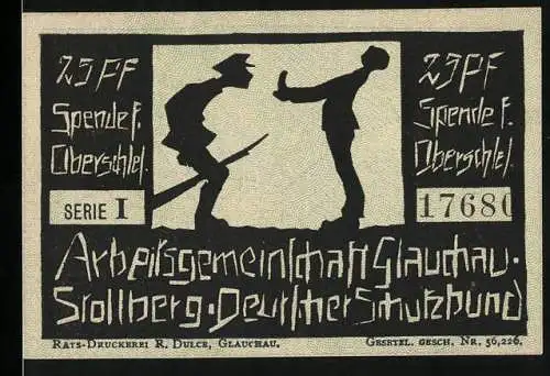 Notgeld Glauchau, 25 Pfennig, Serie I, Arbeitsgemeinschaft Glauchau Stollberg Deutscher Schutzbund