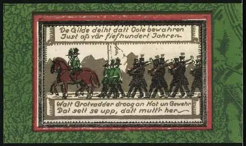 Notgeld Wildeshausen in Oldenburg 1921, 1 Mark, Kapitelhaus und Marschierende Soldaten