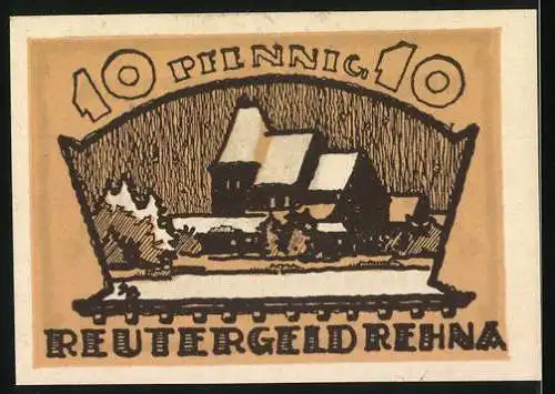 Notgeld Rehna, 1922, 10 Pfennig, Reutergeld mit Stadtansicht und Wappen