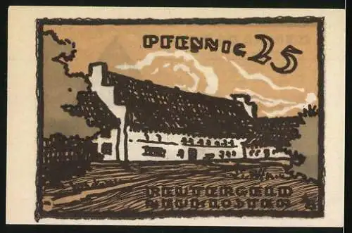 Notgeld Neukloster, 1921, 25 Pfennig, Turm und Gebäudeillustrationen