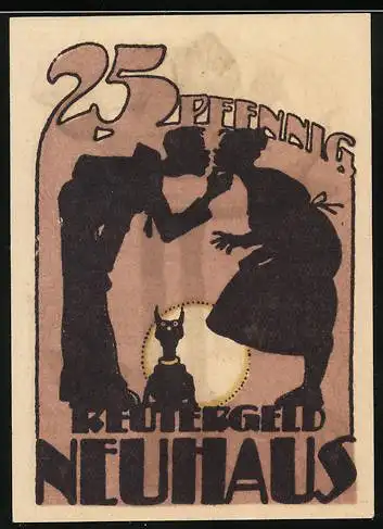 Notgeld Neuhaus, 1922, 25 Pfennig, Illustration mit Fisch und Teufel