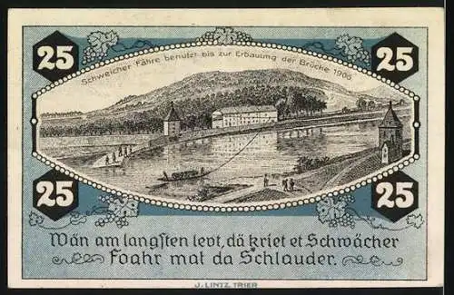 Notgeld Schweich 1921, 25 Pfennig, Verein für Handel u. Gewerbe e.V. mit der Schweicher Fähre