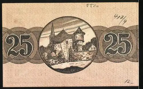 Notgeld Bitburg 1920, 25 Pfennig, Stadtwappen und Schlossillustration