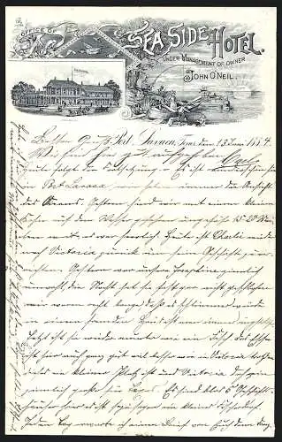 Briefkopf Port Lavaca, TX, 1884, John O`Neil, Sea Side Hotel, Das Hotel und das Küstenidyll