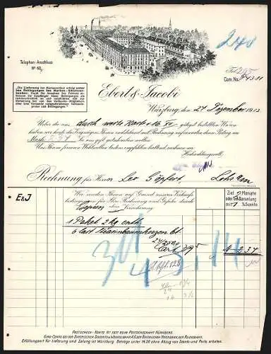 Rechnung Würzburg 1913, Firma Ebert & Jacobi, Gesamtansicht des Betriebsgeländes