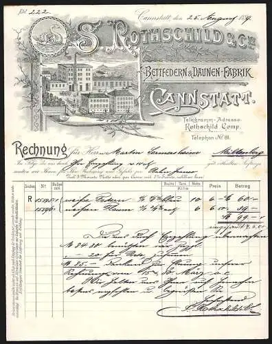 Rechnung Cannstatt 1899, S. Rothschild & Cie., Bettfedern- & Daunen-Fabrik, Das Betriebsgelände mit Innenhof