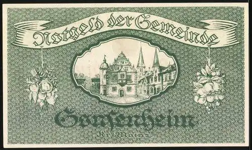 Notgeld Gonsenheim, 1923, 500000 Mark, Gemeinde Gonsenheim Wappen und Gebäudeillustration