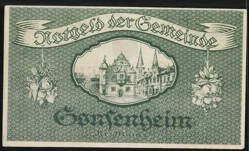 Notgeld Gonsenheim 1923, 500000 Mark, grün und rot, Wappen und historische Gebäude, Lit. A, Nr. 40700