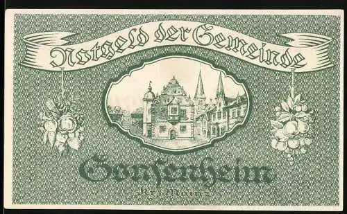 Notgeld Gonsenheim 1923, 500.000 Mark, Ortsansicht und Wappen, Serie Lit. A