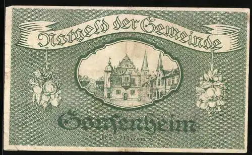 Notgeld Gonsenheim 1923, 500000 Mark, Gonsenheimer Rathaus und Wappen, Serie A, Nr. 5463