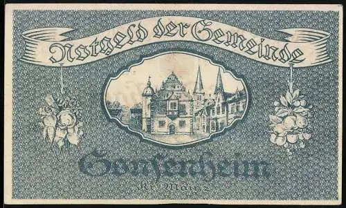 Notgeld Gonsenheim, 1923, fünf Millionen Mark, Rathaus und Wappen, Lit. C, Seriennummer 20183