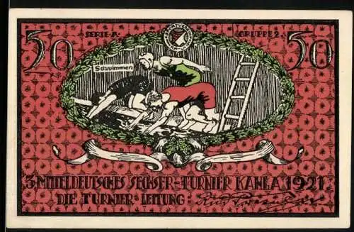 Notgeld Kahla 1921, 50 Pfennig, Mitteldeutsches Sänger-Turner Kahla und Sportverein-Gutschein