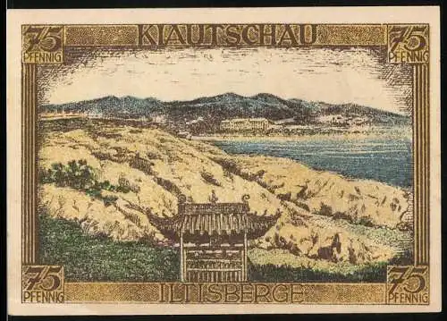 Notgeld Berlin 1921, 75 Pfennig, Iltisberge Kiautschau, China - Deutsches Pachtgebiet, Kolonialgedenktag