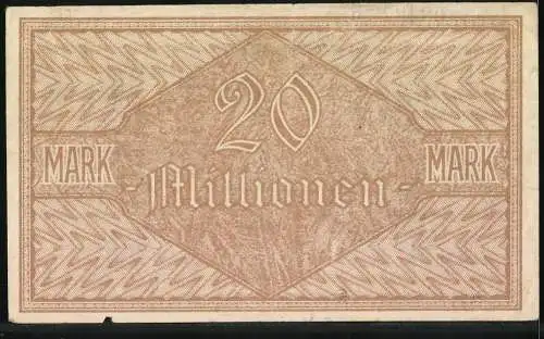 Notgeld Odenkirchen 1923, 20 Millionen Mark, Wappen und Text, braun