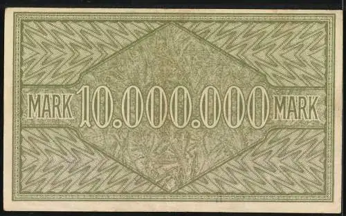 Notgeld Oberkirchen, 1923, 10 Millionen Mark, grün, Stadtwappen, Seriennummer 35267