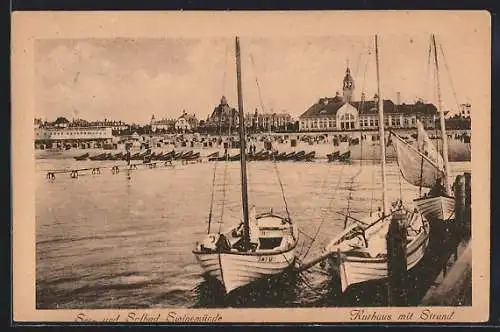 AK Swinemünde, Kurhaus mit Strand
