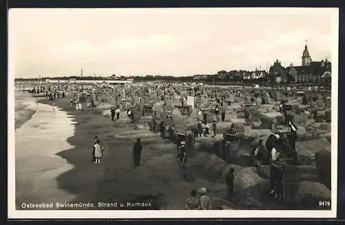 AK Swinemünde, Strand und Kurhaus