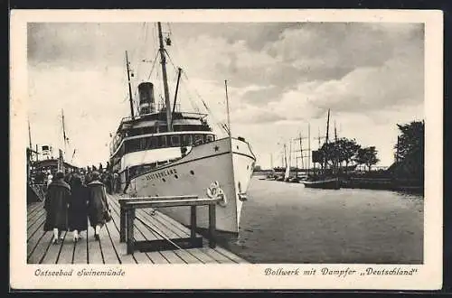 AK Swinemünde, Bollwerk mit Dampfer Deutschland