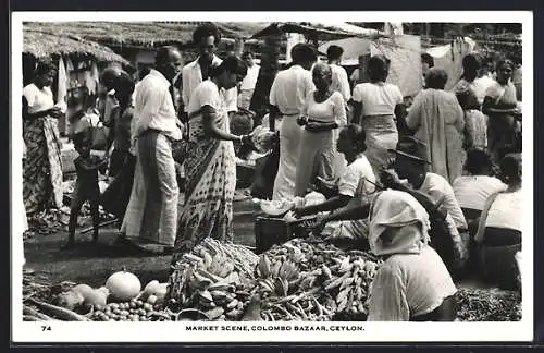 AK Colombo, Bazaar, Market Scene, Singhalesischer Markt