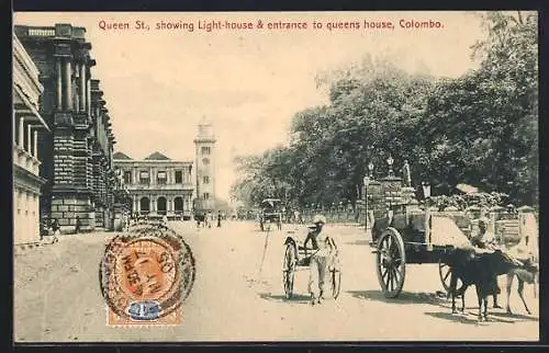 AK Colombo, Queen St., showing Light-house & entrance to queens house